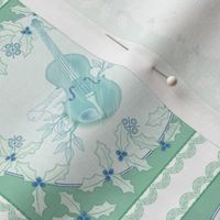 holiday cocktail napkins - delft violins - mint