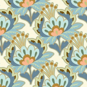 persian flower multicolor on ivory