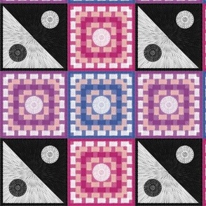 Bright Crochet Granny Squares, Retro Yin Yang