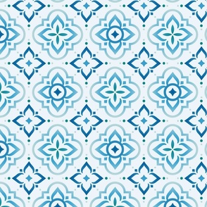 Del Mar Moroccan Tile - Blue // 10x10 inch scale // blue emerald teal mint moroccan tile design fabric by @annhurleydesign 