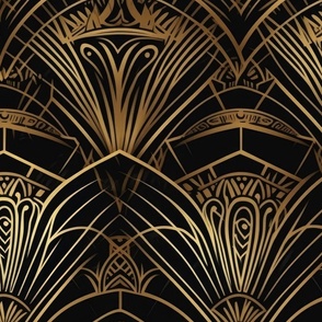 Art Deco Geometric Patterns in Gold and Black