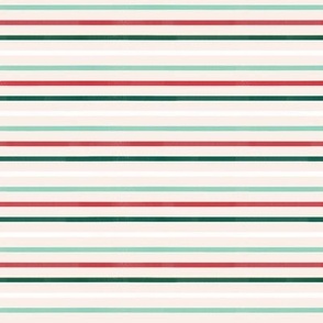 Smal | Christmas crimson red, green and white stripes on light pink