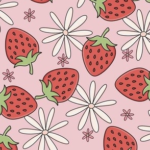Strawberries and White Daisies