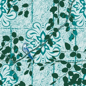 Damask Nightingale - Pantone Ultra Steady Wallpaper Design Challenge - Large Scale