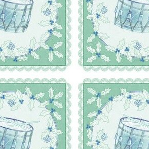 holiday cocktail napkins - delft drum - mint