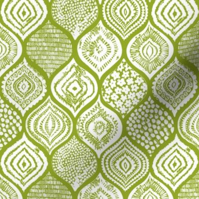 pattern moroccan tile ikat - moss green and white