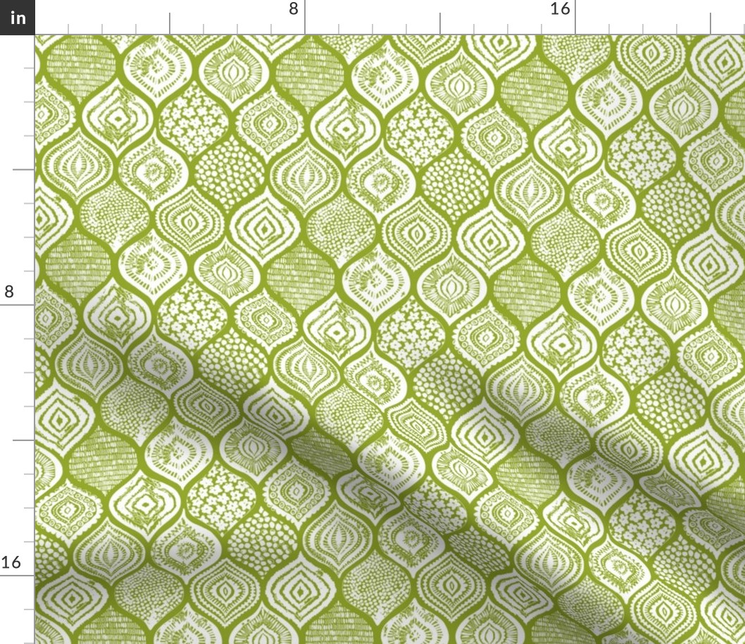 pattern moroccan tile ikat - moss green and white