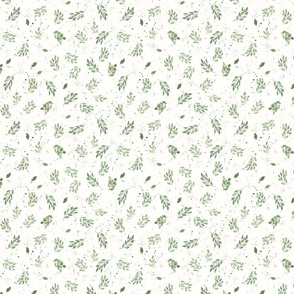 Small soft Watercolor eucalyptus Leaves and Splatters for Wallpaper and Fabric