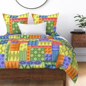 Happy Birthday - Colorful Celebration - Geometric Playground - Vibrant Modern Quilt - shw1027 aaa - large scale