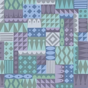 Happy Birthday - Colorful Celebration - Geometric Playground - Seaglass Modern Quilt - shw1027 b - small scale