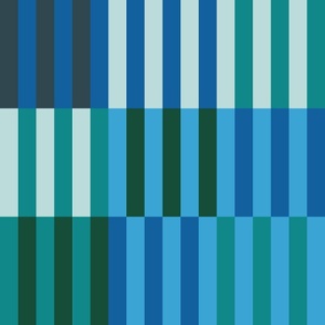 Modern Blue & Green Stripe - Large Scale