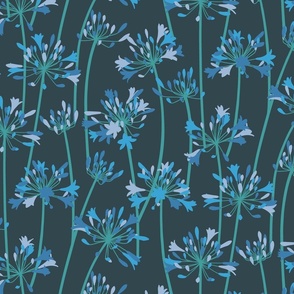 Blue Agapanthus jumbo wallpaper scale Pantone Ultra-Steady by Pippa Shaw