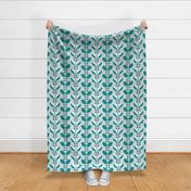 Pantone Ultra-Steady Geometric Vines - Florals - Flowers - Botanicals - Nature - Minimalist - Ivy - Foliage -  Monochromatic - Monochrome - Green - Teal - Turquoise