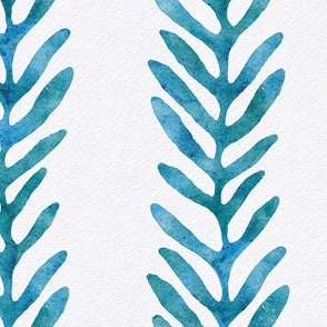 botanical stripe - pantone ultra steady - blue and green watercolor leaf wallpaper