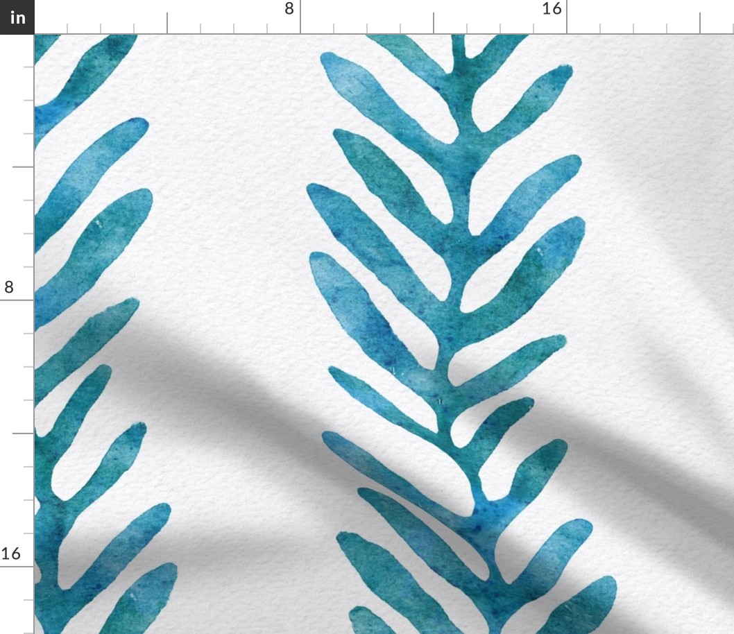 botanical stripe - pantone ultra steady - blue and green watercolor leaf wallpaper
