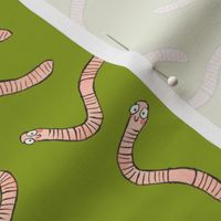 Medium - Earthworms on Green - Garden Buddies Collection