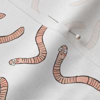 Medium - Earthworms on White - Garden Buddies Collection