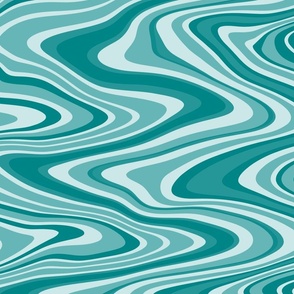 Psychedelich Waves- Retro Trippy Waves- Vintage 70s- Pantone Ultra-Steady- Turquoise- Teal- Mint Green Vertical Wave- Extra Large