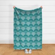 Safe Harbor Seashells / Art Deco / Beach Coastal / Ultra-Steady Teal / Medium