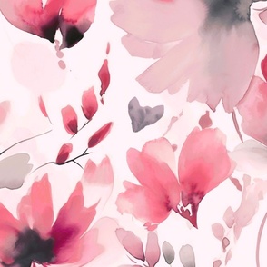 Loose Abstract Watercolor Floral Pattern In Pastel Blush Pink