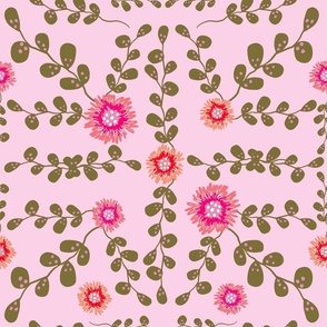 Boho Flower and Leaf Garden - Pink