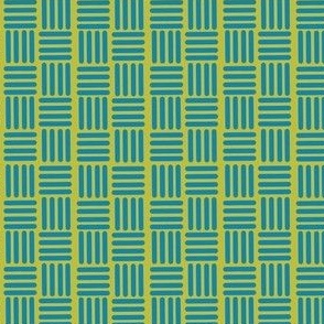 Baskets - Lime Green, Cerulean Blue, Geometric, Lines