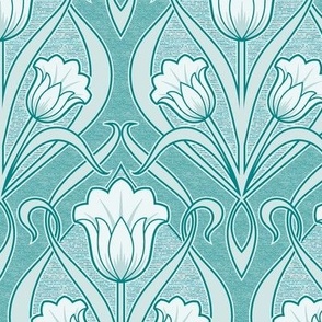 Tulips Art Nouveau_Dark Cyan_50Size