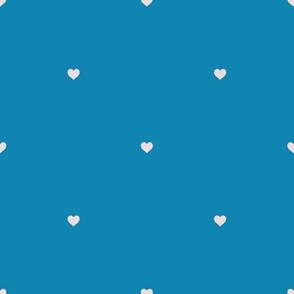 Hearts -Cerulean Blue, Cream, Half Drop