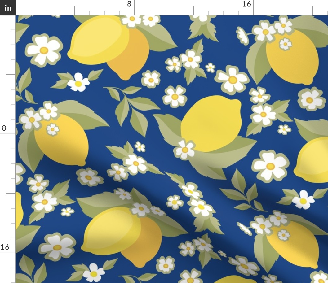 Amalfi Coast Lemons - Dark Blue