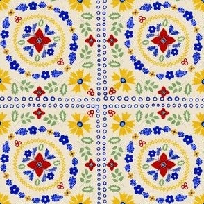 Polish Style Traditional Watercolor Tile  - Small Scale for Wallpapers