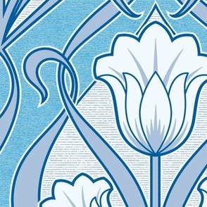 Tulips Art Nouveau_Persian and Maximum Blue Lines