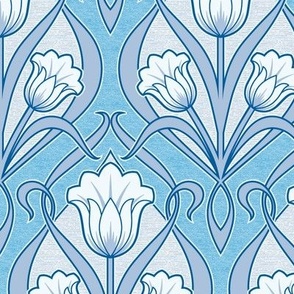 Tulips Art Nouveau_Persian and Maximum Blue Lines_50Size