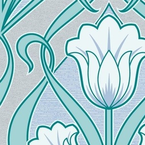 Tulips Art Nouveau_Charcoal-Blue-Green