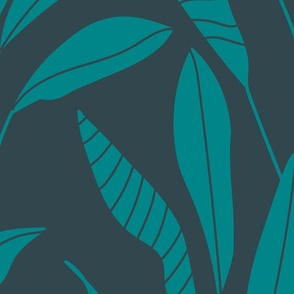 dark blue background teal leaves-01