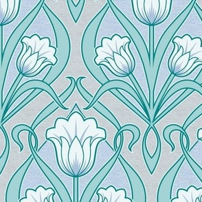 Tulips Art Nouveau_Charcoal-Blue-Green_50Size