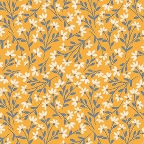 Dainty Floral - Yellow, Cream, Periwinkle