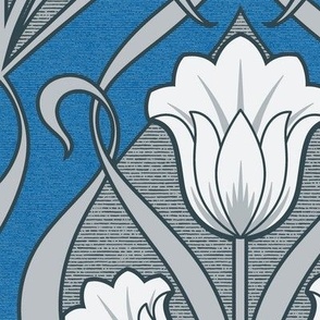 Tulips Art Nouveau_Charcoal-Persian Blue