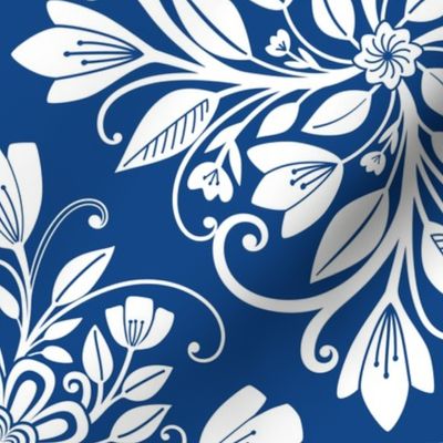 Amalfi Inspired Tile Pattern - White on Blue