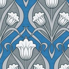 Tulips Art Nouveau_Charcoal-Persian Blue_50Size