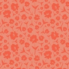 Handkerchief -Coral, Peach, Flowers, Floral, Dense Floral