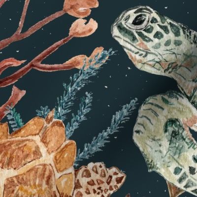 Large Scale Ocean Turtles In Slate