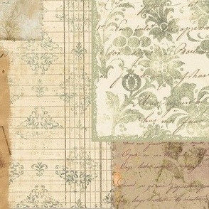 Cottagecore Ephemera Vintage Script Map Wallpaper Scraps 24" XL