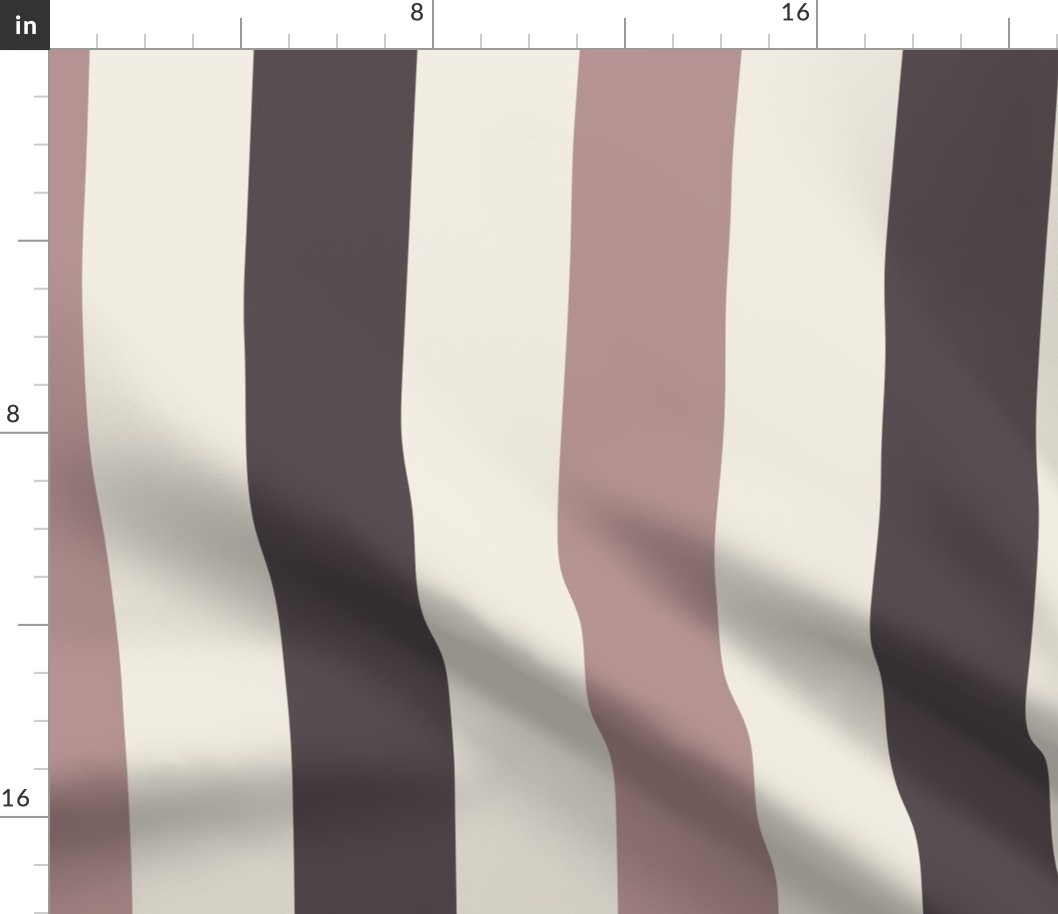 Bold Wide Thick Stripes | Creamy White, Dusty Rose, Purple-Brown-Gray | Stripe