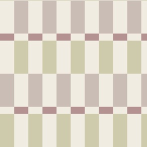 Check Stripe | Creamy White,  Dusty Rose,  Silver Rust, Thistle Green | Geometric