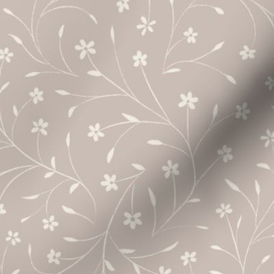 Delicate Vintage Flowers | Creamy White,  Silver Rust | Floral