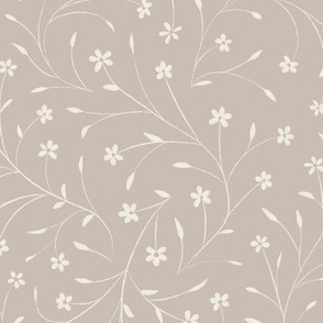 Delicate Vintage Flowers | Creamy White,  Silver Rust | Floral