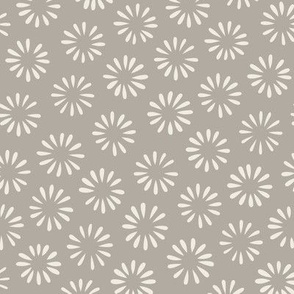 Small Handdrawn Flowers | Creamy White, Cloudy Silver Gray 02 | Floral