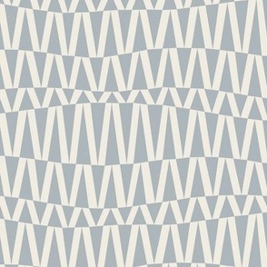 Wavy Triangle Stripe | Creamy White, French Gray Blue | Geometric