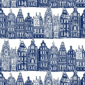 AMSTERDAM CALLING  - Navy Blue and White on White background