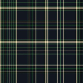 Plaid option 13e3 in dark forest green_ grass green and camel on black - 150